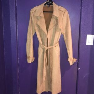Suede Long Trench Coat